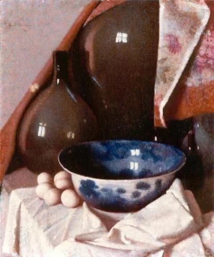 Still Life - Large Bottle, Blue Bowl