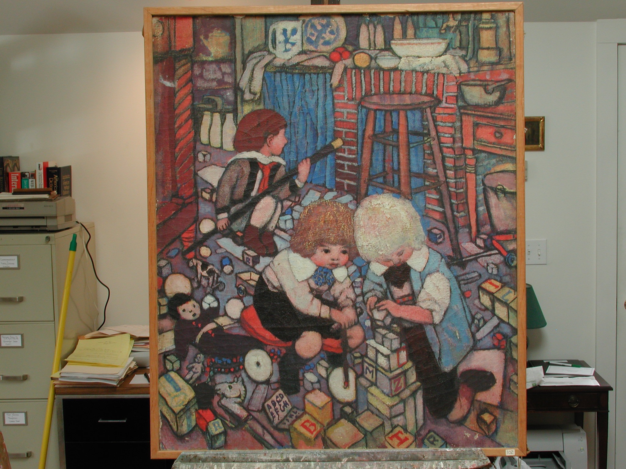 Children (Three) Playing with Toys