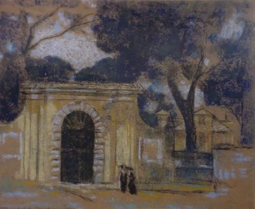 Roman Gate with Two Figures